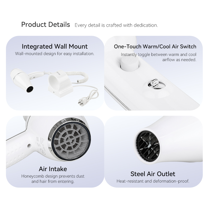 Wall-Mounted Nylon High-Power Hair Dryer