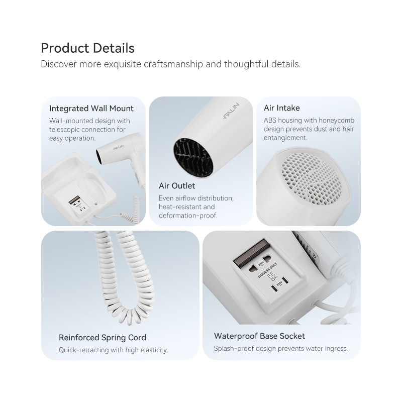 Hotel Bathroom Wall Mounted High Power Hair Dryer